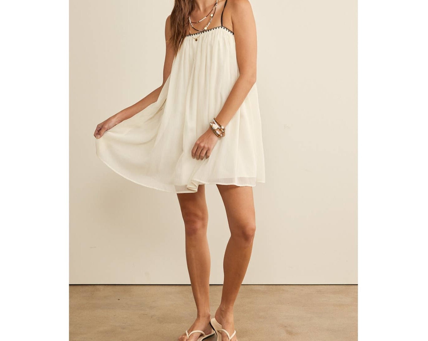 Piper Sheer Mini Baby Doll Dress: Cream ONLY 2 LEFT!