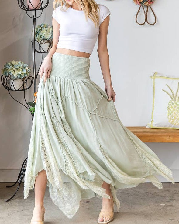 Meredith Lace Maxi Skirt - Sage LAST ONE!!