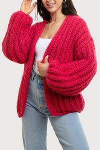 Chunky Oversized Cardigan Cotton Handmade Wool Knit Sweater