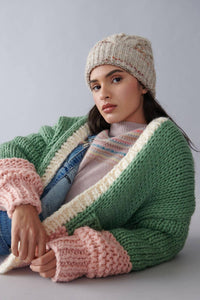 Bella Oversized Two-Tone Knit Sweater Kimono: MULTI