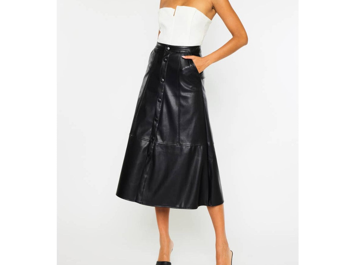 Vegan Black Leather Skirt