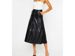 Sleek Black Leather Skirt