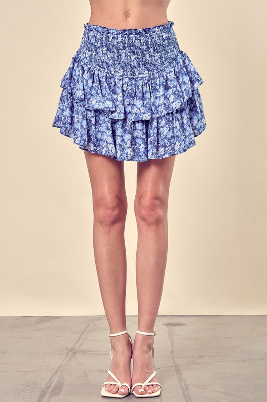 Penelope Floral Printed Tiered Skort