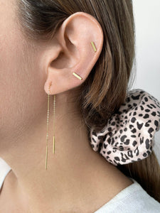 Threader Earrings silver gold: Yellow gold