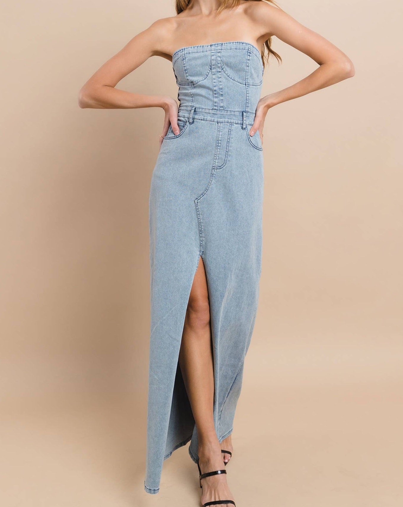 Tati Denim Jean Dress - Maxi