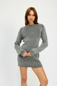 Mock Neck Mini Rib Sweater Dress