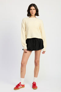 Cable Knit Cropped Sweater For Women