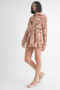 Wrapped Button Up Mini Dress - Wrap Dress