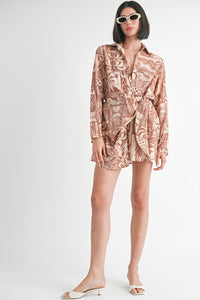 Wrapped Button Up Mini Dress - Wrap Dress