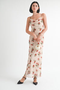 Cowl Neck Maxi Dress With Open Back Backless