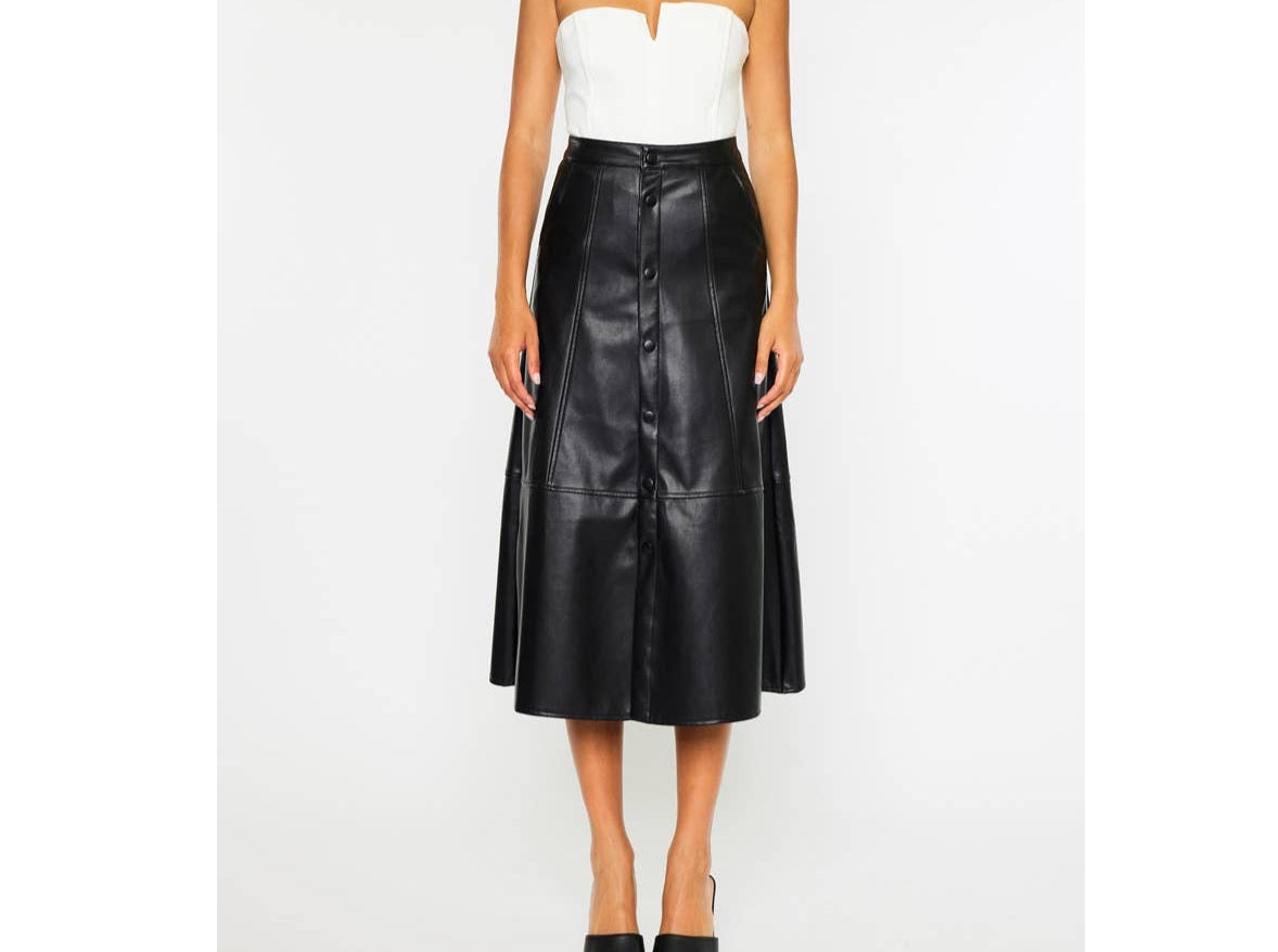 Vegan Black Leather Skirt