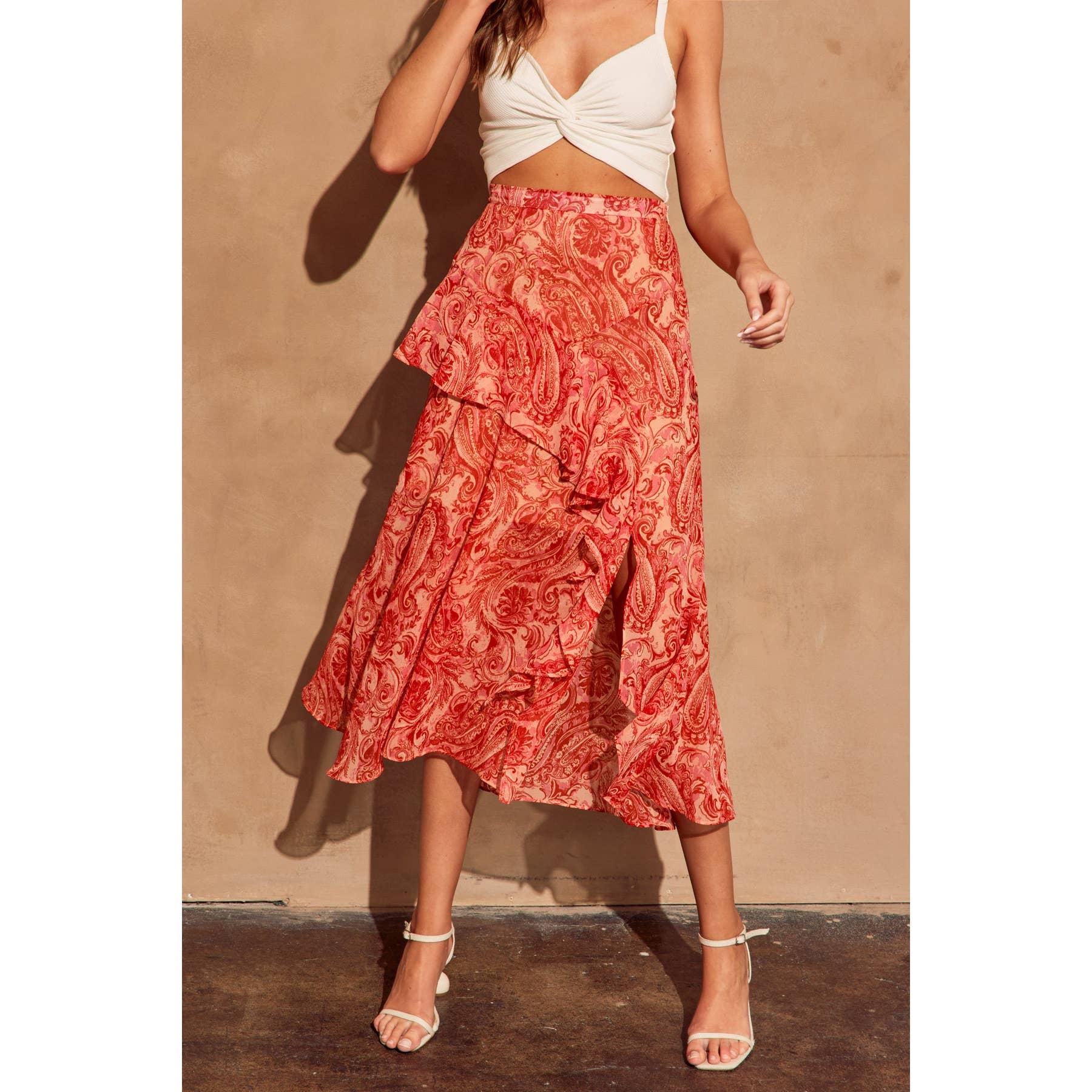 Lara Ruffled Midi Skirt: Fiesta