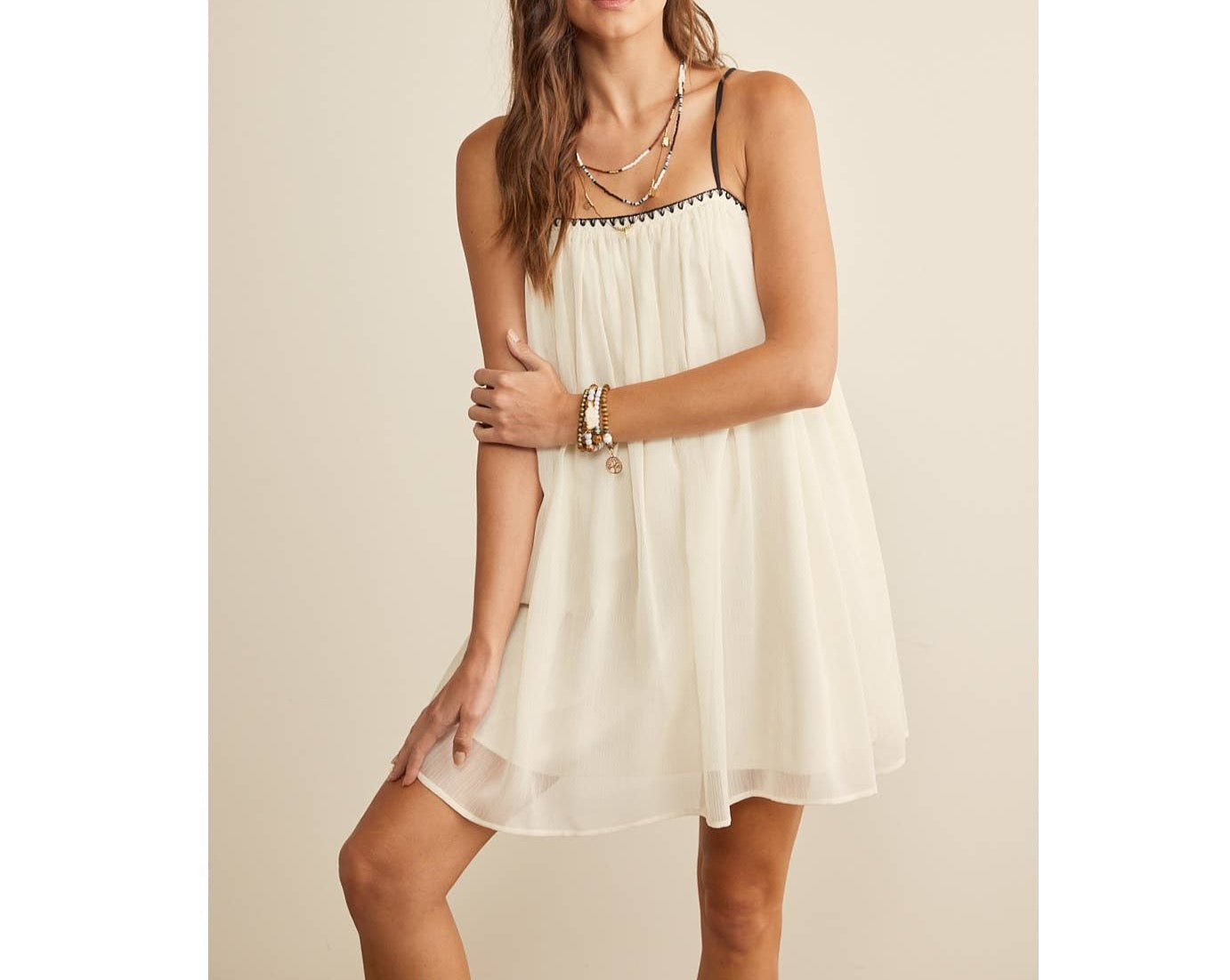 Piper Sheer Mini Baby Doll Dress: Cream ONLY 2 LEFT!