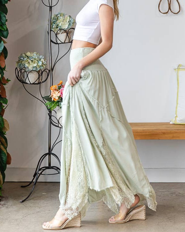 Meredith Lace Maxi Skirt - Sage LAST ONE!!