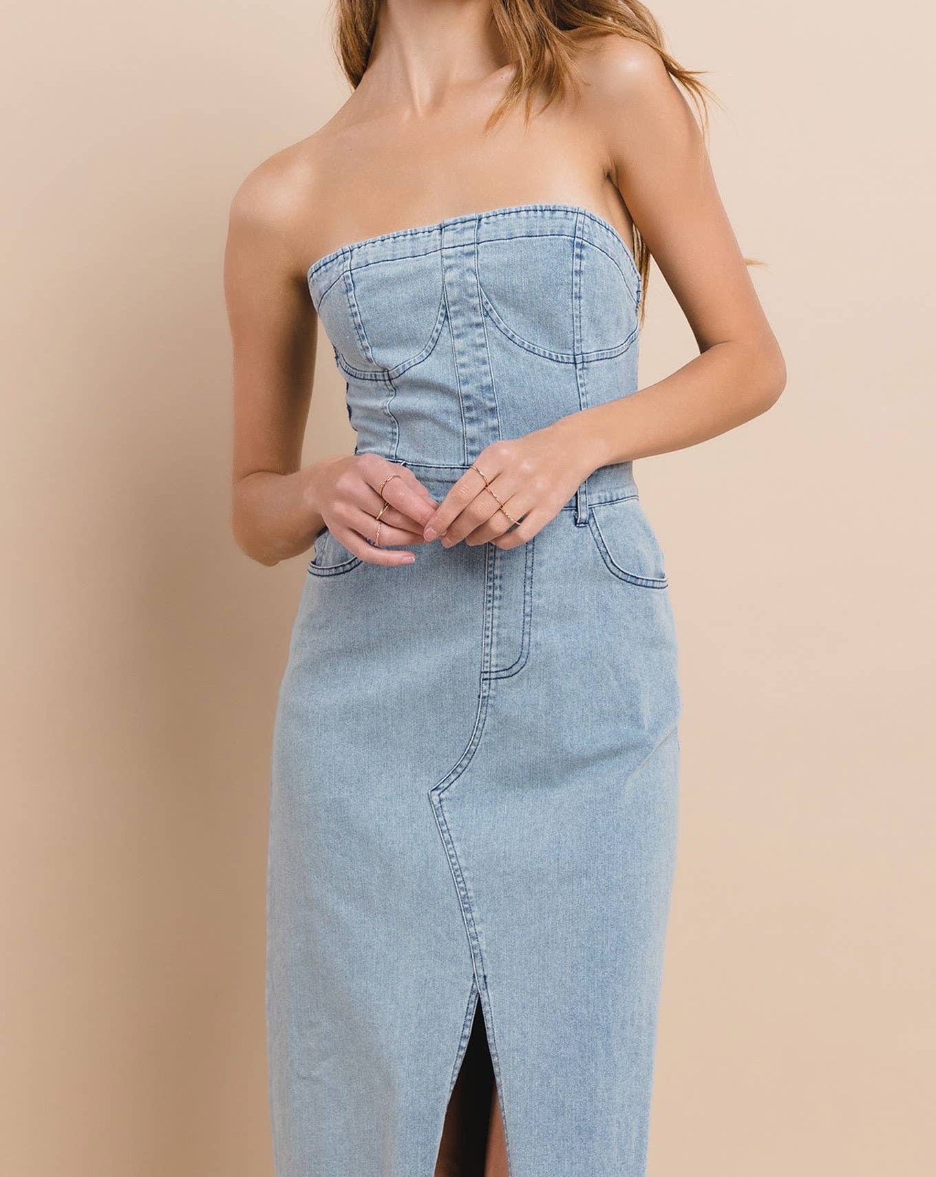 Tati Denim Jean Dress - Maxi Strapless