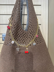 Gold Purse Charm With Cherries, Bag Handbag