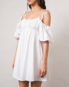 Bennet Empire Waist Cold Shoulder White Mini Dress | Graduation Dress Ria Bleu Bennet Empire Waist Cold Shoulder White Mini Dress | Graduation Dress Ria Bleu