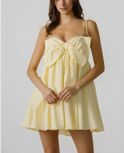 Baby Doll Dress With Bow By Storia Yellow