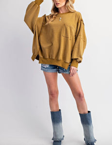 Mineral Washed Terry Pullover, oversized