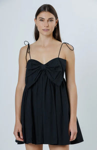 Black Baby Doll Dress With Bow By Storia