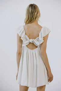 White Baby Doll Dress Floral With Bow - Perfect For Graduation Dress