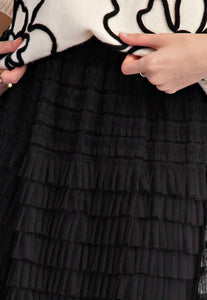 Ruffle black skirt mesh tulle