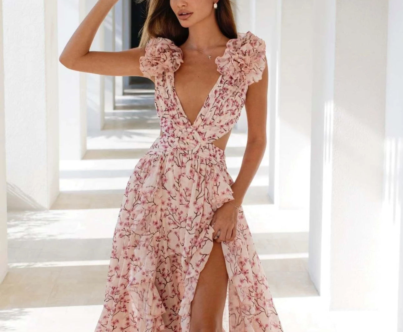 Blair Cherry Blossom Maxi Dress- Pink Floral LAST ONE!