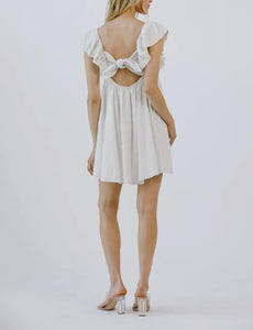 White Floral Baby Doll Mini Dress With Bow | Graduation Dress Ria Bleu White / Medium White Floral Baby Doll Mini Dress With Bow | Graduation Dress Ria Bleu White / Medium