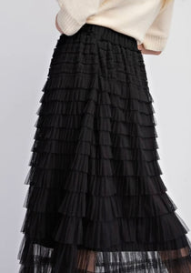 Mesh tulle skirt black