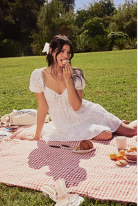 White Eyelet Baby Doll Mini Dress | Graduation & Party Dress Ria Bleu Small White Eyelet Baby Doll Mini Dress | Graduation & Party Dress Ria Bleu Small