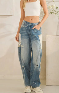 Mineral Washed Jeans Denim With Big Extended Pocket Pants By Oli & Hali