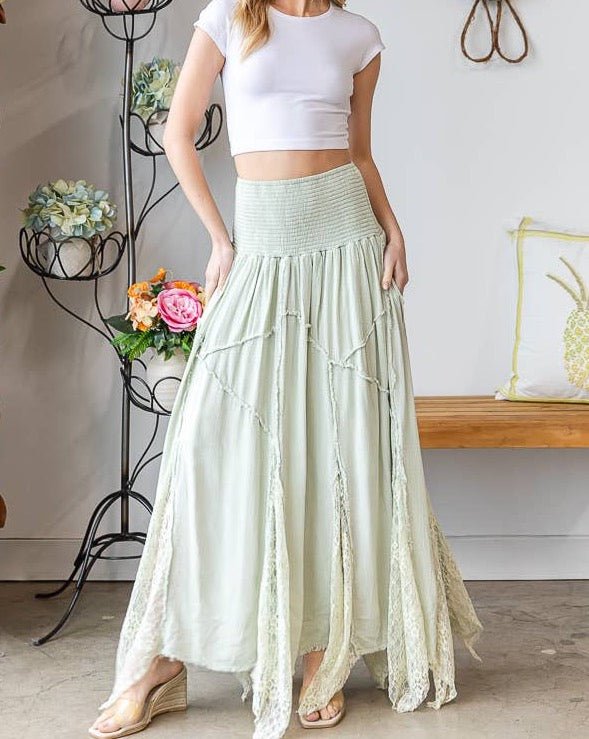 Meredith Lace Maxi Skirt - Sage LAST ONE!!