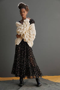 Bubble Sleeve Knit Cardigan - Sweater Kimono: Ivory ONLY 2 LEFT!