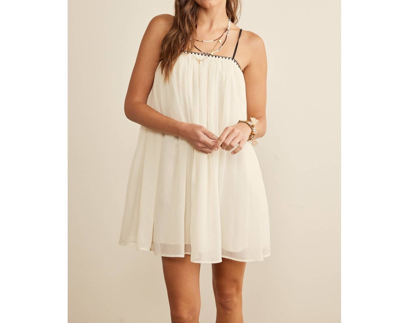 Piper Sheer Mini Baby Doll Dress: Cream ONLY 2 LEFT!