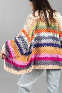 Rainbow Knitted Cardigan Sweater, Chunky Sweater ONLY 2 LEFT!