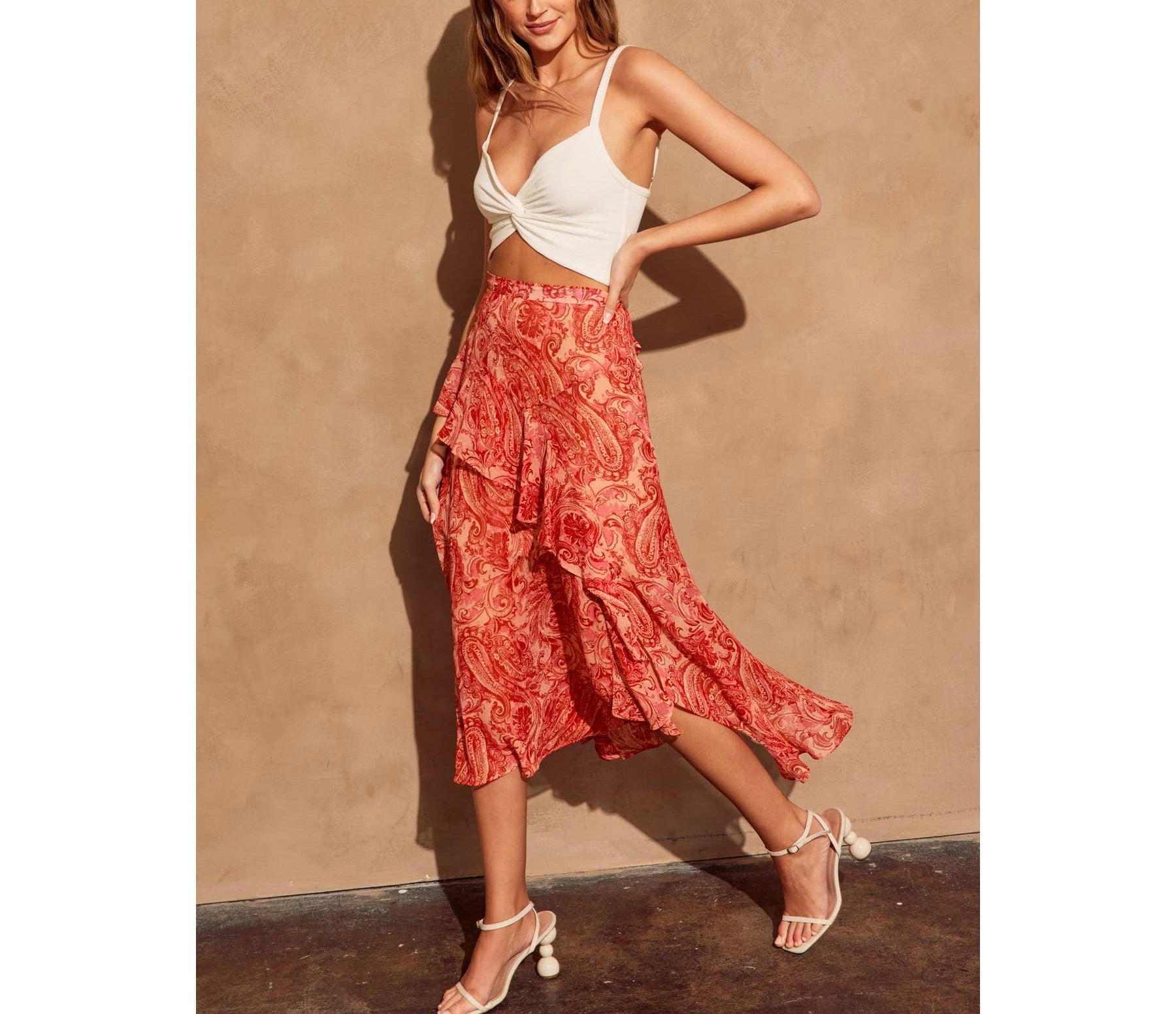 Lara Ruffled Midi Skirt: Fiesta