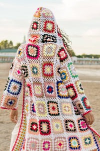 Hooded Granny Crochet Kimono: White