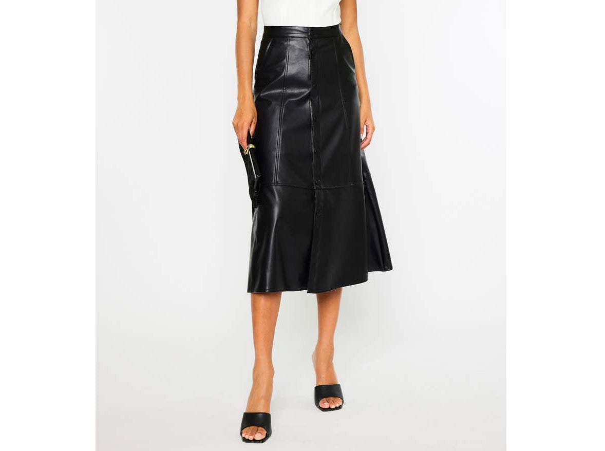 Vegan Black Leather Skirt